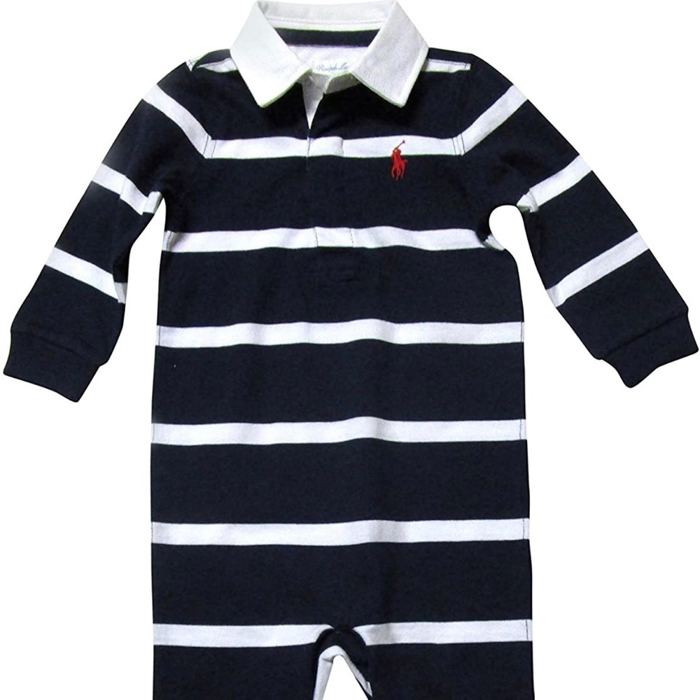 Ralph Lauren Infant Boys Rugby Striped Coverall 9M